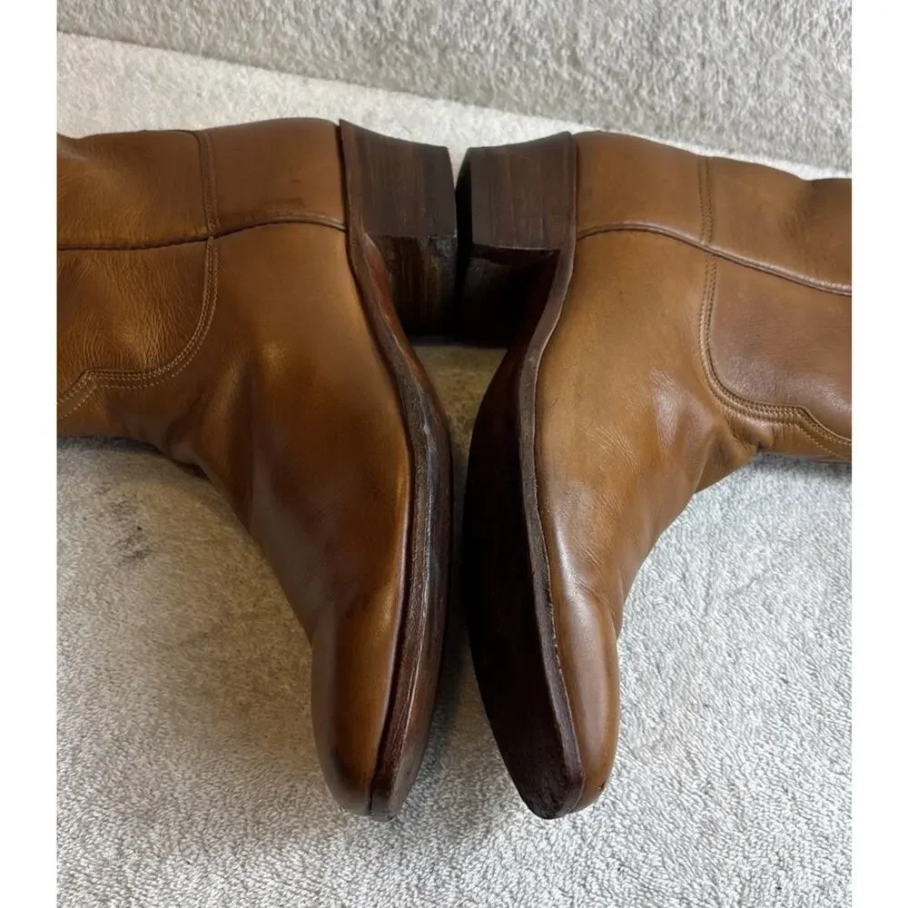 Vintage Lucchese Boots Womens 8 C San Antonio Brown Western Narrow Square Toe